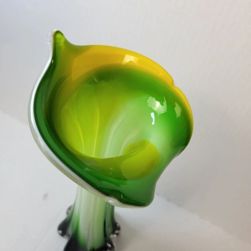 Vintage Pier 1 Jack-in-the-Pulpit Calla Lily Vase Hand Blown Art Glass MCM